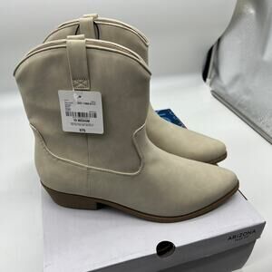 Arizona Jean Co Womens Western Heel Booties Meyer Boots Cream Color Size 10M